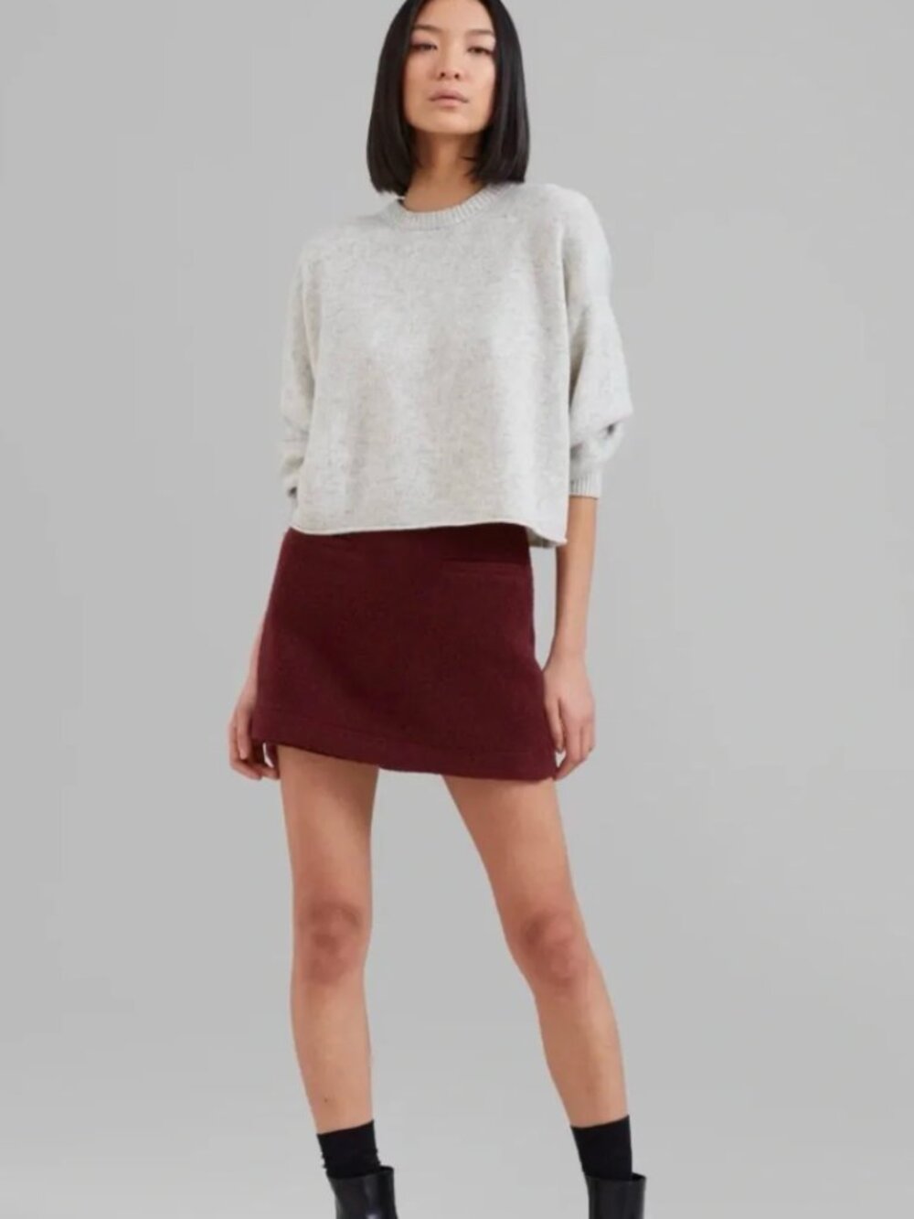 The Frankie Shop “Marlan” Grey Rolled Edge Sweater - Picture 2 of 11